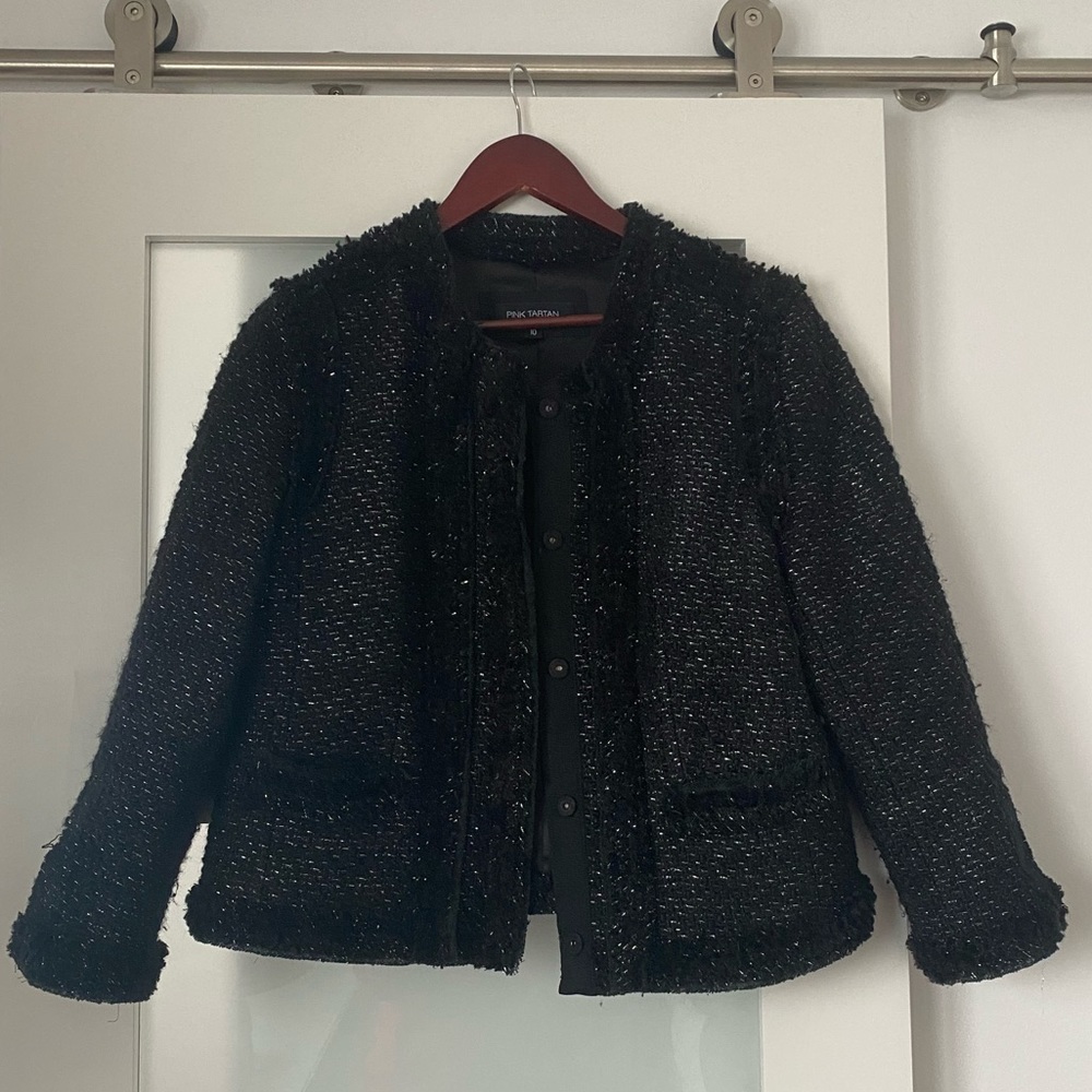 Pink Tartan Tweed Boucle Jacket